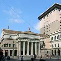 The neoclassical Teatro Carlo Felice in Genoa, Italy