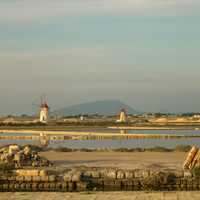 Salt evaporation ponds at Marsala, Italy