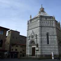 The octagonal baptistery in Pistoia, Italy