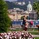 The park of Villa Olmo and the Cathedral in Como. Italy