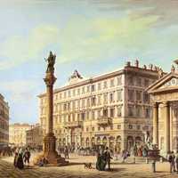 The Stock Exchange Square in 1854 in Trieste, Italy
