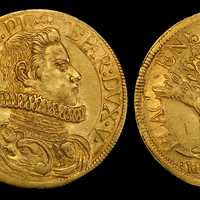 Two gold Doppie depicting Odoardo Farnese in Piacenza, Italy