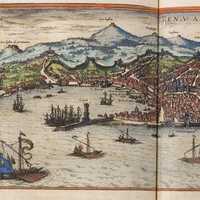 View of Genoa in 1572 in Italy