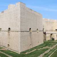 View of the Fortress with its gardens in Barletta, Italy