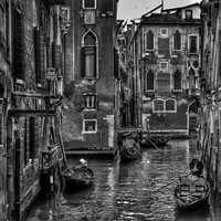 Black and White Photo of the channels of venice
