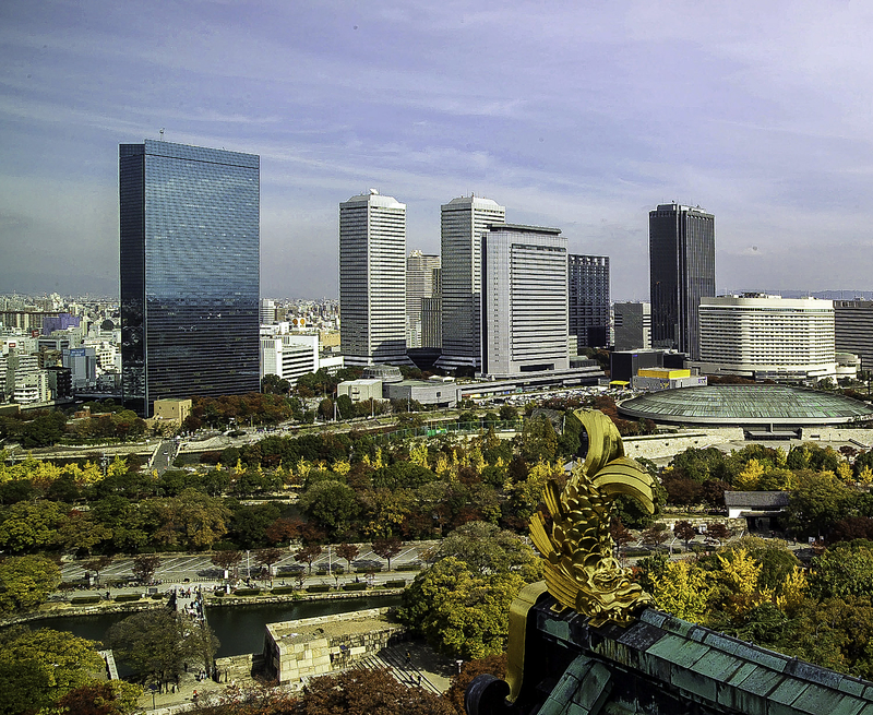 City view from Osaka Castle, Japan image - Free stock ...