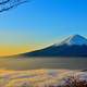 Landscape with clouds and Mount Fuji, Japan