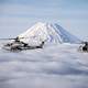 Marine Helicopters flying over Mount Fuji