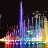 Fountains at night in Kuala Lumpur, Malaysia
