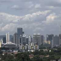 Skyline of Kuala Lumpur under the clouds in Malaysia