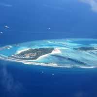 Island in the ocean in the Maldives