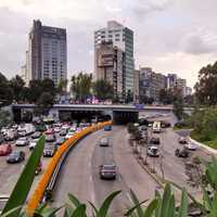 Federal District with cars and highways in Mexico City