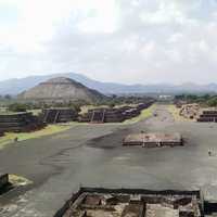 Teotihuacan landscape with Pyramids, Mexico