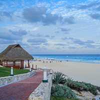 Beach, sky, and clouds and scenery in Cancun, Mexico