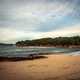 Seaside and beach landscape under the sky and clouds