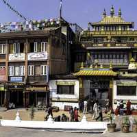 Buildings around Boudha Stupa in Kathmandu, Nepal