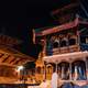 Nepal temple at night with buildings