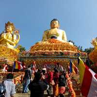 Three Buddha Statues in the Temple in Kathmandu, Nepal