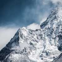 Everest Base Camp under snow in Nepal
