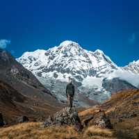 High Himalayan Mountain view at the Annapurna Base Camp in Nepal