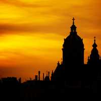 Dusk skies over Amsterdam, Netherlands