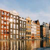 Riverfront View in Amsterdam, Netherlands