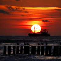 Sunset over the North Sea in the Netherlands