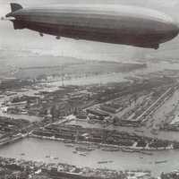 Zeppelin above Rotterdam, Netherlands in 1932