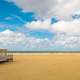 Beautiful beach landscape under the sky and clouds in The Hague, Netherlands