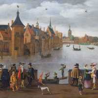 Joust on the Hofvijver painting, the Hague, Netherlands