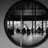 People through a circle at the Japanese Gardens, The Hague, Netherlands