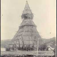 Community house of Tobati village natives of the Metu-Debi Island, New Guinea