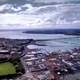 Auckland Harbour Landscape in New Zealand with clouds and sky