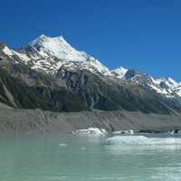 Ice Flows in Tasman lake at Mount Cook National Park