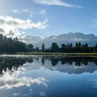 Jetty Viewpoint Reflektion Am Lake Matheson