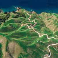 Landscape of roads and hills on New Zealand