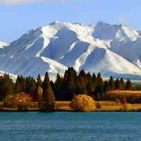 Snow Capped Peaks and Mountains landscape in New Zealand