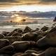 Sunrise on the seashore in New Zealand