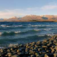 Waves on lake Tekapo Shoreline