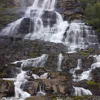 Cascading Waterfalls in nature in Norway