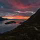 Dusk with clouds and fjord landscape in Norway