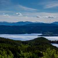 View of Bolkesjø landscape with lake and hills