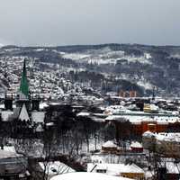 Trondheim city view in the snow, Norway