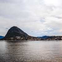 Bay and Large Hill with Town