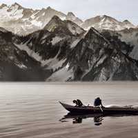 Canoeing in the shadow of the Mountains