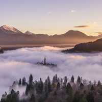 Cloudy Mountains with Mist landscape