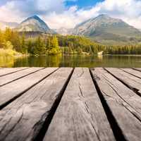 Deck and mountains landscape