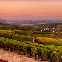 Farms and landscape with morning dawn colors