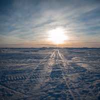 Frozen snowy landscape of the Arctic Circle