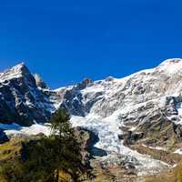 Glaciers on the mountain peak landscape